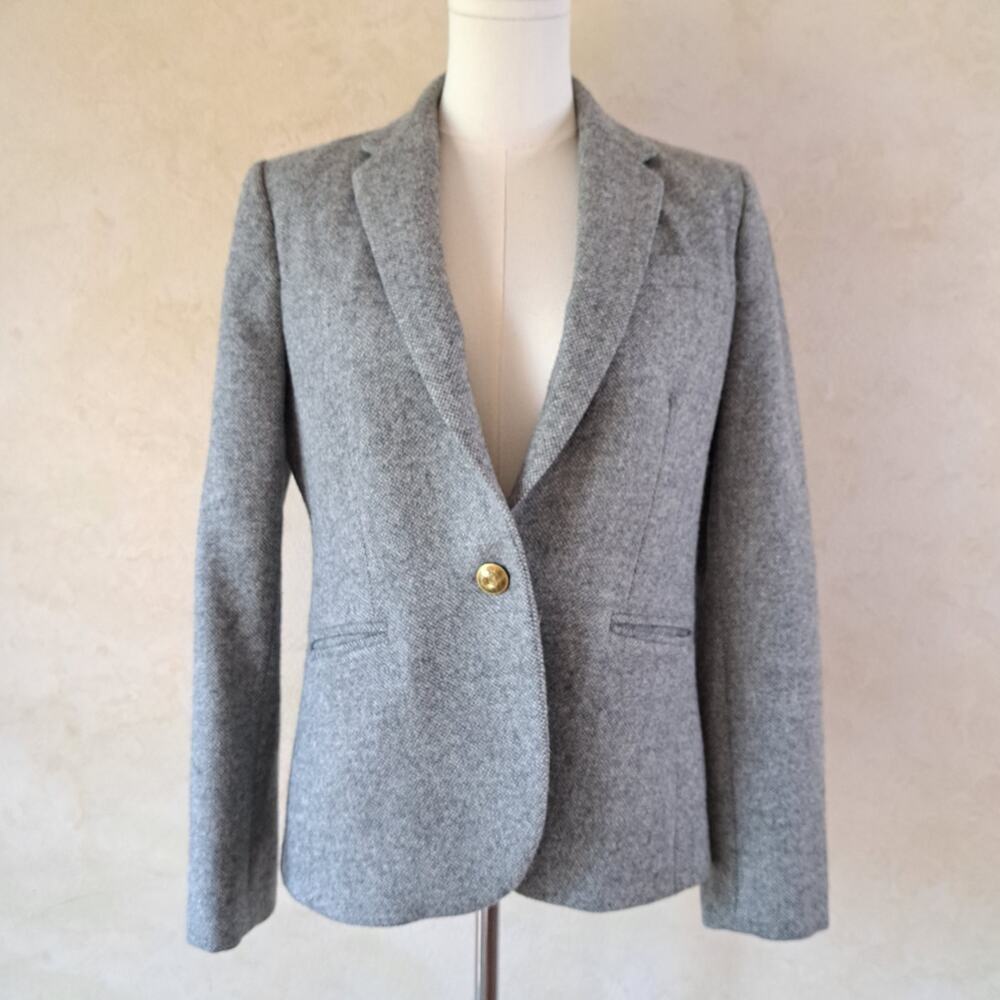 J. Crew Campbell Blazer Size 6 Gray Donegal Wool Classic Prep Academia